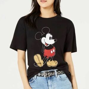 Disney Mickey Mouse Vintage Look Graphic Print T-Shirt Black